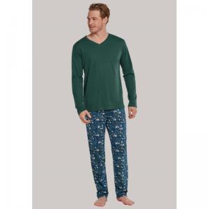 pyjama lang V-hals 702 donkergroen
