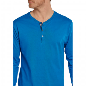 Herenpyjama lange mouwen 800 blauw