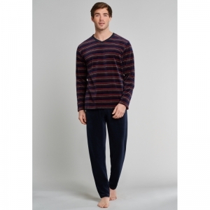 Herenpyjama in velours 803 donkerblauw
