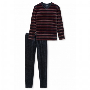 Herenpyjama in velours 803 donkerblauw