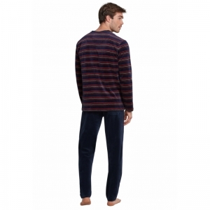 Herenpyjama in velours 803 donkerblauw