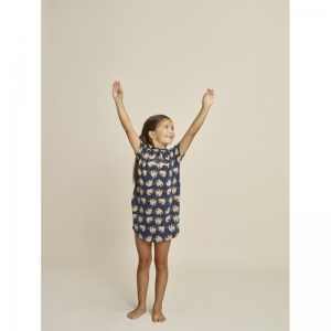 Girls big shirt AOP navy+light