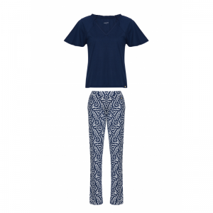Dames pyjama, lange broek 920 nachtblauw