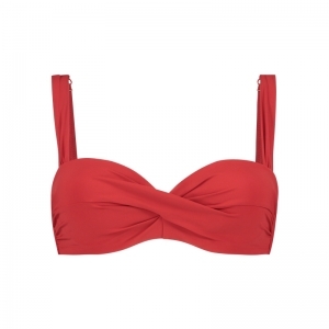 Twisted bikini top sunset red