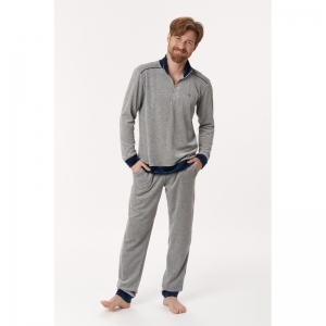 Heren homewear in velours 125 grijs mélan