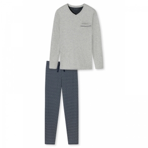 Herenpyjama, lange mouwen 202 grau-mel.