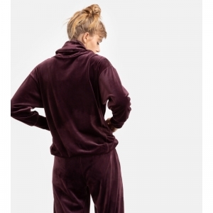 Dames homewear in velours 333 bordeaux