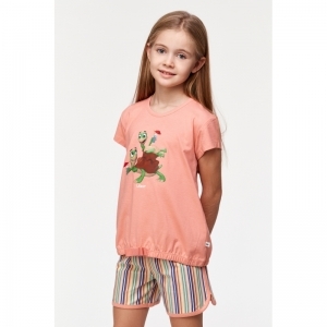 Meisjes pyjama, korte mouwen 491 koraal