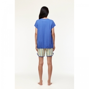 Dames pyjama, korte mouwen 829 blauw