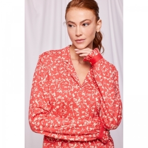 Dames pyjama, doorknoop 982 bloemen pri