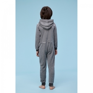 Unisex Onesie in velours 924 grijs-antra