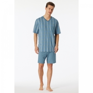 Herenpyjama, korte mouwen 808 blaugrau
