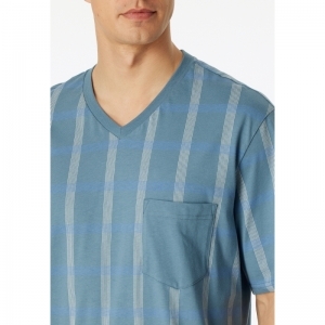 Herenpyjama, korte mouwen 808 blaugrau