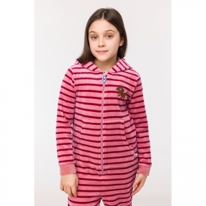 Onesie in velours 926 roze streep