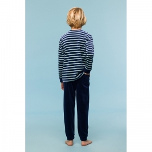 Jongenspyjama in velours 925 blauw-groen