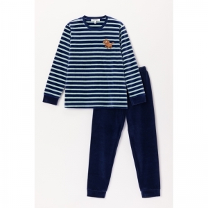 Jongenspyjama in velours 925 blauw-groen