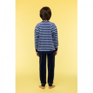 Jongenspyjama in velours 929 blauwe stre