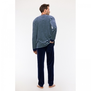 Herenpyjama in velours 925 blauw-groen