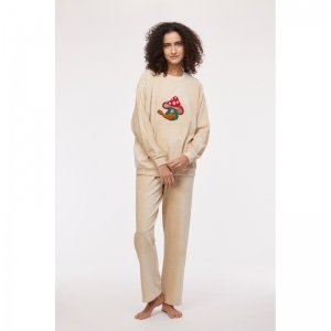 Damespyjama in ribfluweel 207 beige