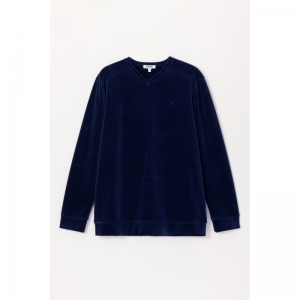 Heren pyjama in velours 889 donkerblauw