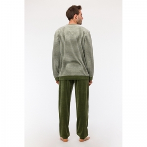Herenpyjama in velours 931 groen-grijz