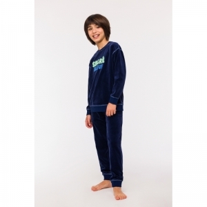 Jongenspyjama in velours 889 donkerblauw
