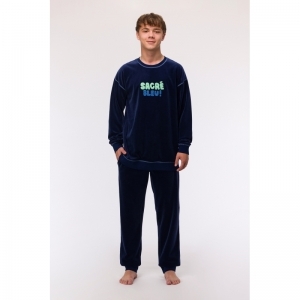 Jongenspyjama in velours 889 donkerblauw