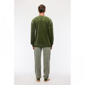 Herenpyjama in velours 753 kakigroen