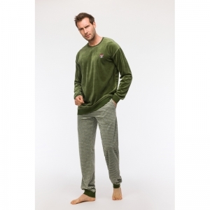 Herenpyjama in velours 753 kakigroen