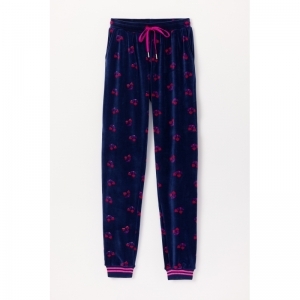 Damespyjama in velours 889 donkerblauw