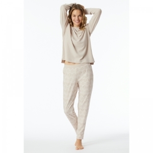 Dames pyjama, lange mouwen 409 beige