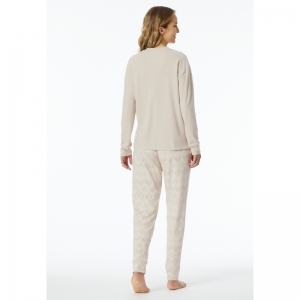 Dames pyjama, lange mouwen 409 beige