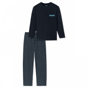 Heren pyjama, lange mouwen 804 nachtblauw