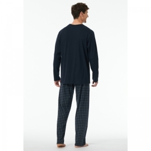 Heren pyjama, lange mouwen 804 nachtblauw
