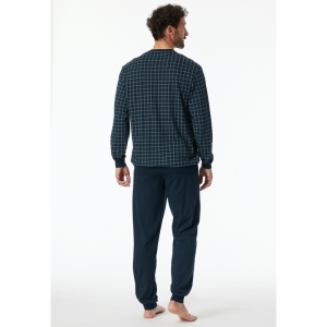 Heren pyjama, lange mouwen 816 jeansblauw