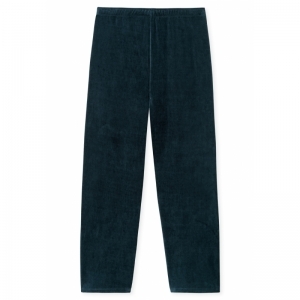 Heren pyjama, velours 816 jeansblauw