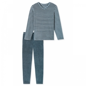 Herenpyjama, badstof 816 jeansblauw