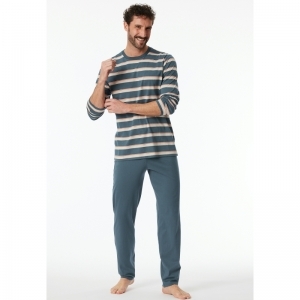 Herenpyjama, lange mouwen 816 jeansblauw
