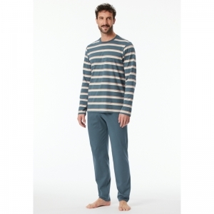 Herenpyjama, lange mouwen 816 jeansblauw