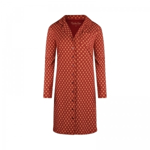 Women sleepshirt - collar Brique red