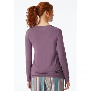 Damespyjama, lange mouwen 525 mauve