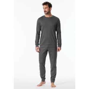 Herenpyjama, lange mouwen 203 antraciet