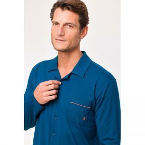 Herenpyjama, lange mouwen 891 donkerblauw