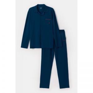 Herenpyjama, lange mouwen 891 donkerblauw