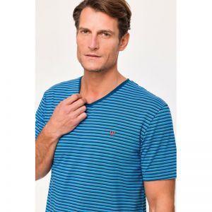 Herenpyjama korte mouwen 919 blauwe stre