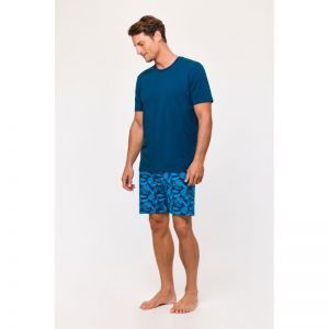 Herenpyjama korte mouwen 891 donkerblauw