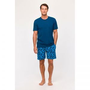 Herenpyjama korte mouwen 891 donkerblauw