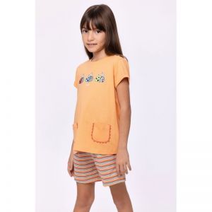 Meisjespyjama, korte mouwen 519 oranje