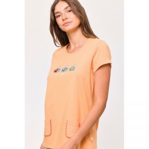 Damespyjama, korte mouwen 519 oranje