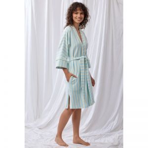 Dames badjas 991 blauw witte
